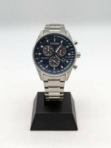 【OP0611.1-1SA】1円～ CITIZEN Eco-Drive シチズン エコドライブ クロノグラフ H500-S111064 文字盤ネイビー メンズ 腕時計 稼働 本体のみ