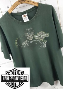 希少 XL 00s HARLEY DAVIDSON 両面 プリント Tシャツ 骸骨 スカル PIG TRAIL ハーレーダビッドソン ハーレー ヴィンテージ 