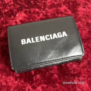 BALENCIAGA バレンシアガ ブラックカラー レザー 革 ミニウォレット 財布