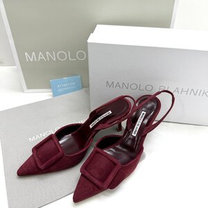 【新品・未使用】MANOLO BLAHNIK MAYSLI size38.5 25.5cm DRED マノロ ブラニク スエードスリングバックパンプス 【国内正規品】