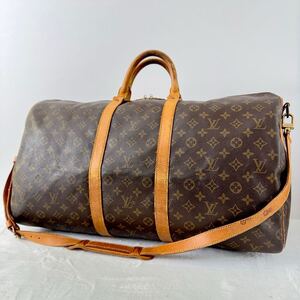 1円〜★LOUIS VUITTON ルイヴィトン キーポル バンドリエール 55 ボストンバッグ M41414 モノグラム 2way レザー ブラウン 5