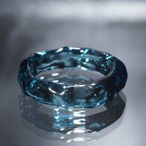 ガラスの氷　Blue Stardust Ring　１８号（サイズのオーダーメイドに対応いたします）【YASUDA GLASS】