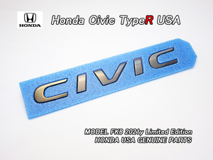 シビックFK8【HONDA】ホンダCIVICタイプR純正USエンブレム-リアCIVICレター黒色/USDM北米仕様Limited.EditionリミテッドエディションUSA黒