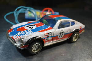 Qr072 Vtg Rare Bandai Nissan Fairlady Z s30 Tin Toy Car Made in Japan バンダイ フェアレディZ レース仕様 ヴィンテージ ブリキ *60