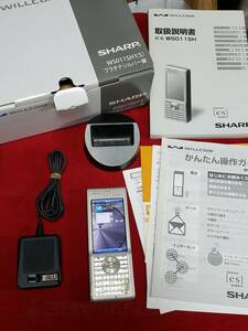 モバイル WILLCOM シャープ WS011SH1 シルバー 充電器 バッテリ 取扱説明書などあります 動作確認済み カメラも動作OK まとめ取引歓迎