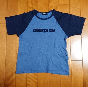 COMME CA ISMコムサイズム半袖Tシャツ(ブルーグレー×黒)size130A