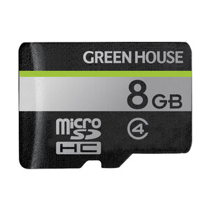 マイクロSDカード microSDHCカード 8GB 8ギガ SDカード変換アダプタ付属 グリーンハウス GH-SDM-D8G/8059ｘ１個