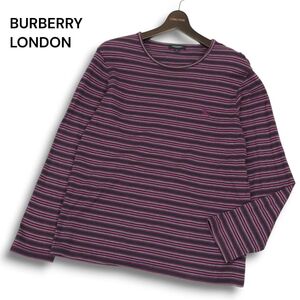 BURBERRY LONDON バーバリー ロンドン 通年 ホース刺繍★ ボーダー 長袖 ロンTシャツ カットソー Sz.L メンズ 日本製　C4T11580_C#F