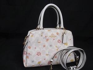 1円 ■極美品■ COACH コーチ C8340 PVC 2WAY クロスボディ ショルダーバッグ ハンドバッグ 斜め掛け 肩掛け アイボリー系 BK4219