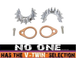 V-TWIN 42-0024 FX 1971-84 FL 66-84 エキゾースト クランプ Chrome Exhaust Pipe Flange Shark Teeth