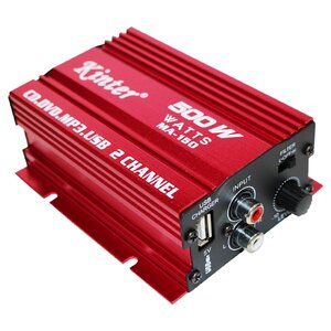 【送料無料】バイク スクーター 12V 500w ステレオ アンプ 小型 ハイパワー ミニ ウーファー オーディオ USB 出力端子 5A mp3 スピーカー