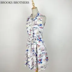 BROOKS BROTHERデザイン ワンピース ノースリーブ ベルト付き