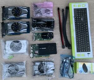 【中古】グラフィックボード 9台 ＋ 周辺機器等 / GTX950 GTX760 GTX750 1GB 2台 GTX650 2台 GT635 Quadro K2000 K620 PCIE延長ケーブル