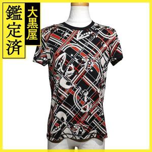 HERMES エルメス 衣類 Tシャツ レディース36 ブラック アイボリー オレンジ 3H4619DX （2148103722035）【200】