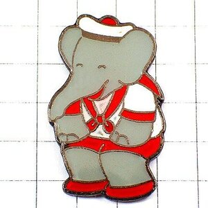 ピンバッジ・ぞうのババール赤いセーラー服 BABAR-MARIN◆フランス限定ピンズ◆レアなヴィンテージものピンバッチ