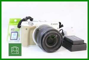 【動作保証・点検済】良品■到着後即使える■Canon EOS M3 ホワイト / EF-M 18-55mm■バッテリー・チャージャー・4GB SDカード付き■JJ540