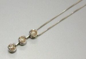 【13-23-6】K18WG ダイヤモンド0.30ct ペンダントネックレス【菊地質店】