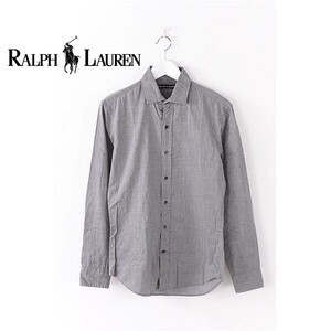 A3540/美品 春夏 RALPH LAUREN ラルフローレン ブラックレーベル コットン 無地 長袖 カジュアル ワーク シャツ 170/92A S 灰色/メンズ