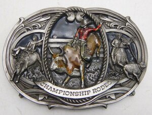 USA大型ベルトバックル★CHAMPIONSHIP RODEO ロデオ大会☆W13.5cm 454g カウボーイ アメリカ雑貨☆E0427012