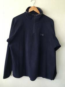 ★【古着】UNDER ARMOUR(アンダーアーマー)　長袖　トップス(フリース、ハーフジップ)　LGサイズ(Lサイズ相当)　紺(ネイビー)