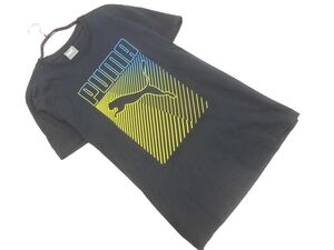 ネコポスOK PUMA プーマ プリント Tシャツ sizeL/紺 ■◆ ☆ eha1 メンズ