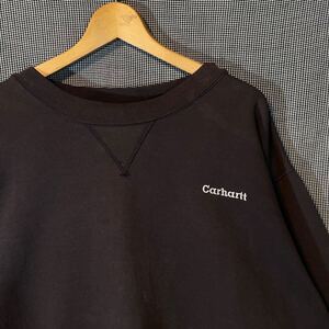 00s y2k Carhartt 大きいサイズ 刺繍ロゴ スウェット カーハート　00年代 オールド old 前V トレーナー ワンポイントロゴ フェード 柳10356