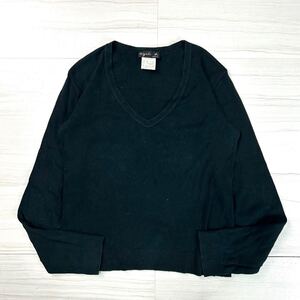 agnes b. アニエスベー ロンT 長袖Tシャツ カットソー Ｖネック ネイビー 無地