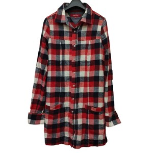 TOMMY GIRL /トミーガール トップス 長袖ワンピース シャツワンピース チュニック丈 カフス部ボア チェック柄 Sサイズ I-3723