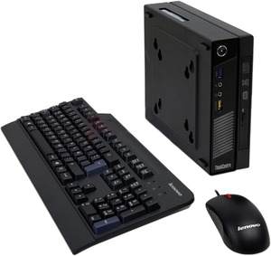 ＜中古超小型パソコンセット＞Lenovo－M53 4GB・新品SSD128GB・Win10・DVD・OFFICE2019・無線LAN・キーボードとマウス・スピーカー