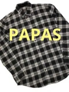 PAPAS パパス　ざっくり　ネルシャツ　ボタンダウン