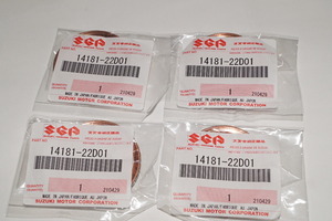 スズキ純正部品 14181-22D01 マフラーガスケット 38x46 4個セット Muffler gasket Genuine parts 送料込 4X-5048 RG80E RA125 ウルフ125 TS