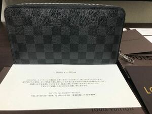 本物保証！LOUIS VUITTONルイヴィトン黒ダミエグラフィット オーガナイザー ジッピー長財布