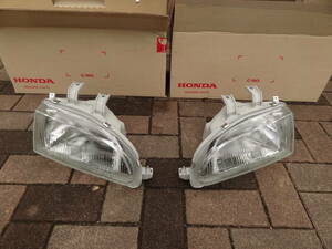 新品 ホンダ純正 左側通行用 ガラスヘッドライト 左右セット EG6/EG4/EJ1/EG9/EG8 シビック スタンレー UKDM