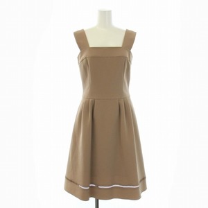 フォクシーニューヨーク FOXEY NEW YORK Dress Elegant Stitch ワンピース ノースリーブ ひざ丈 38 S ベージュ 39925 /TK レディース