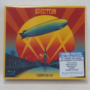 ＜美品＞　レッド・ツェッペリン　LED・ZEPPELIN　／　CELEBRATION DAY　（CD2枚　DVD、Blu-ray）　輸入盤