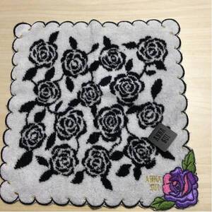 アナスイ ANNA SUI ローズ薔薇バラ アップリケ タオルハンカチ 刺繍 未使用B