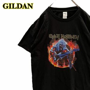 GILDAN ギルダン　半袖Tシャツ　プリントTシャツ　アイアンメイデン　黒　メンズ　Lサイズ　【AY1123】