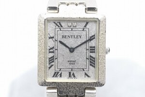 【行董】◇稼働品◇ BENTLEY ベントレー 腕時計 クォーツ スターリング シルバー SILVER 1000 925 刻印入り スクエアフェイス AS811BOT49