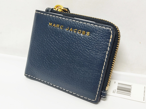 ♪売り切り 大特価 美品 MARC JACOBS マークジェイコブス 二つ折り財布 M0013600 レザー ネイビー 中古♪