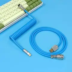 type-c ケーブル コイル usb キーボード ケーブル 取り外し可能　青