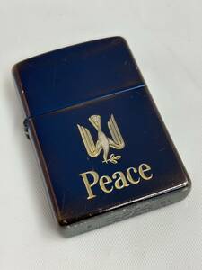 ♪ZIPPO Peace 2001年製 ジッポー ピース オイルライター ブルーチタン 喫煙グッズ 喫煙具 火花確認済み 中古品♪