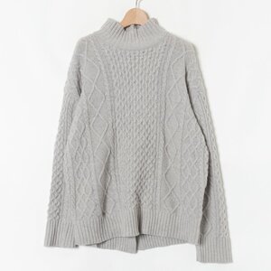 B:MING by BEAMS トップス ビームス 長袖ニット グレー 綺麗め カジュアル ケーブル柄 スリット ウール78％ ハイネック 秋冬 レディース