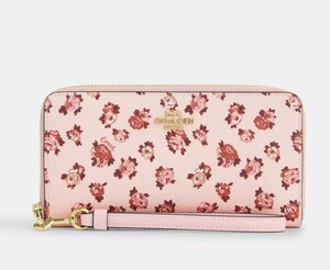 【Sale】 2025春夏最新　日本未発売　COACH Long Zip Around Wallet With Rosette Print　CZ329　　LAから最新本物をお届け!