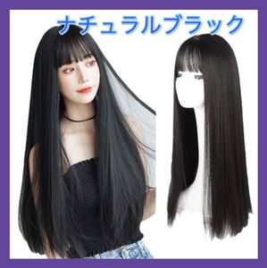 自然 ウィッグ フルウィッグ ロング ストレート かつら 黒 ブラック コスプレ 耐熱 新品未使用 ネット付き ナチュラル 大人気 送料無料 髪