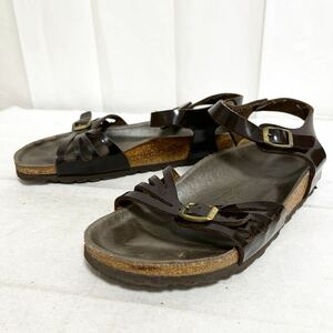 和351★① BIRKENSTOCK Bali ビルケンシュトック バリ エナメル サンダル シューズ 38 245 ブラウン レディース