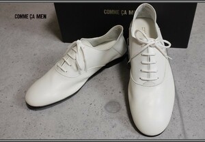 未使用 コムサメン 上質レザー スリッポン26白/定価2.8万円/COMME CA MEN/靴/シューズ/