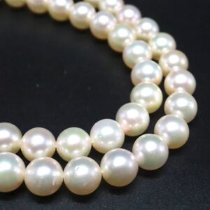 【良品】1円〜!!●アコヤ本真珠ネックレス●J 約32.9g 約42.0cm 約7.0-7.5mm珠 pearl necklace jewelry パール DD0/EA2 B252