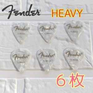 【未使用】6枚Fender フェンダー ギター＆ベース ピック　ホワイト heavy