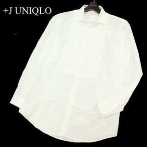 21AW 未使用★ +J UNIQLO ユニクロ × ジルサンダー 通年 長袖 プリーツ切替 ドレス シャツ Sz.XL　メンズ 白 大きいサイズ　C3T10481_B#C