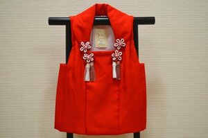 女の子　七五三　被布　赤　正絹　日本製 【３歳用】 ngs-hifu-019